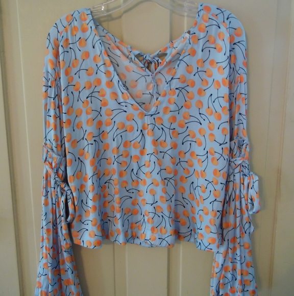 Free People Blue and Orange Blouse - Picture 9 of 12
